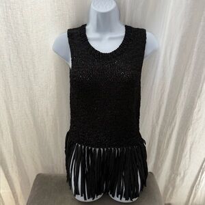 A.L.C. Carmelita black knit tassel fringe tank sleeveless top.. worn once